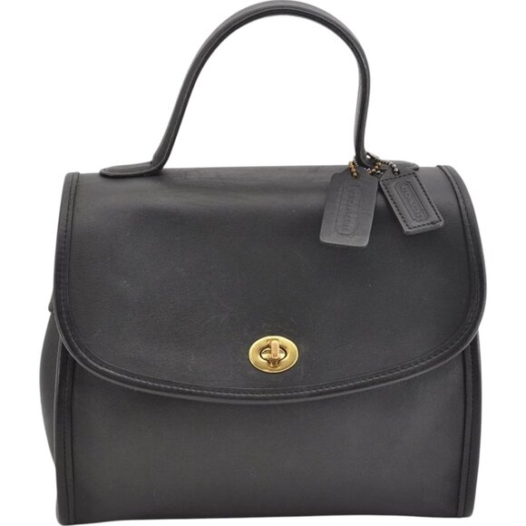773228BU (L3) Coach Hand Bag 2 Way Black Leather - Picture 1 of 12